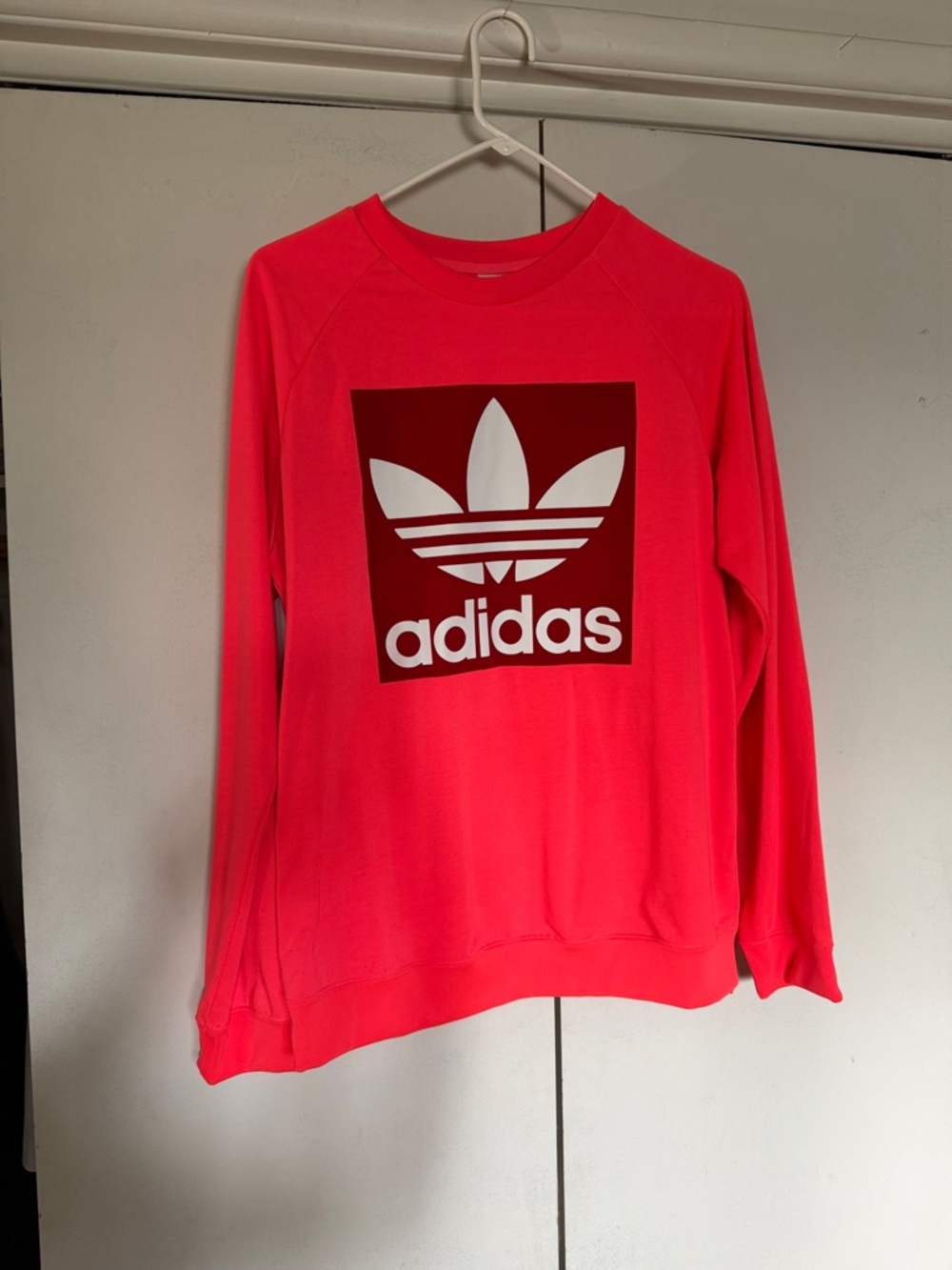 adidas Neon Pink Trefoil Pullover Sweatshirt